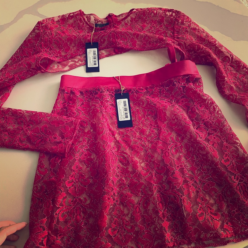 Meshki top and suspender mini skirt NwT